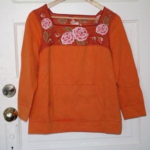 Anthropologie Embroidered Detail Sweatshirt